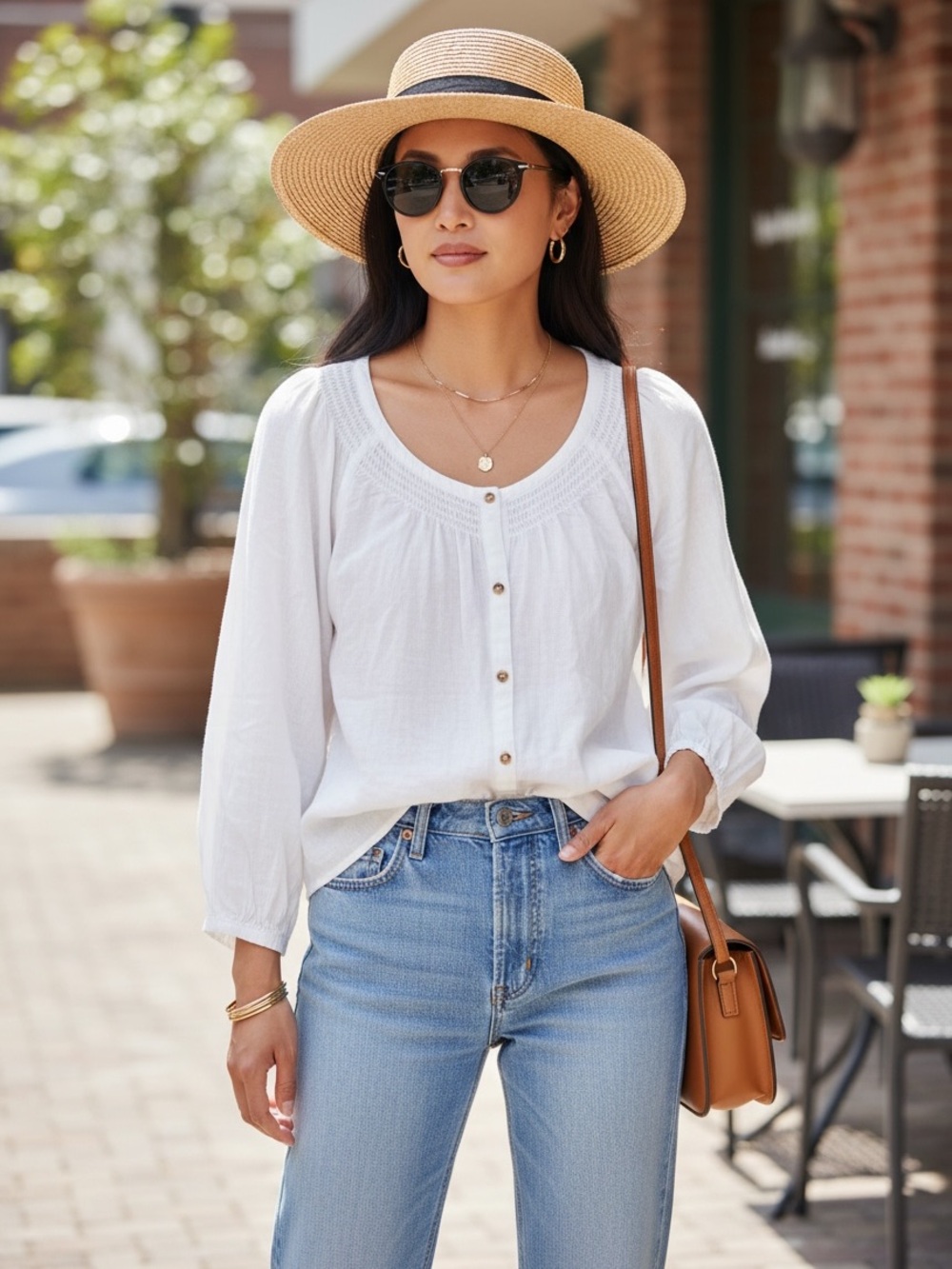 Lilly Pulitzer White Button-Front Peasant Blouse S